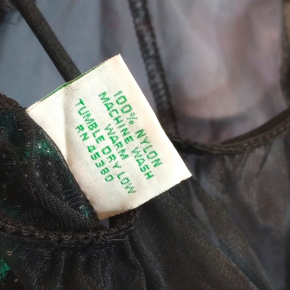 Vintage Nani Flower 80's Nylon lace teddy bodysuit size small green black floral - Picture 8 of 8